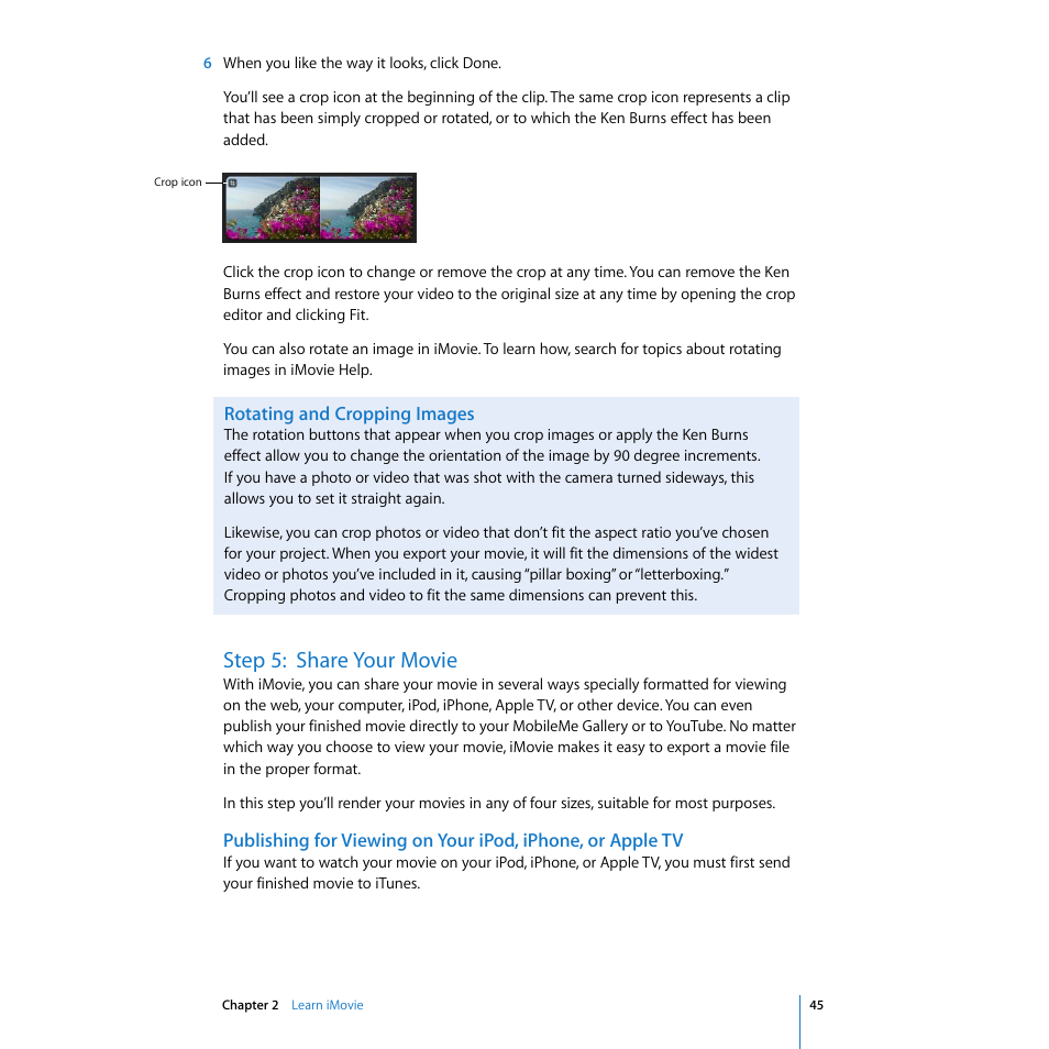 Step 5:share your movie, Step 5: share your movie | Apple iMovie '08 User Manual | Page 45 / 50