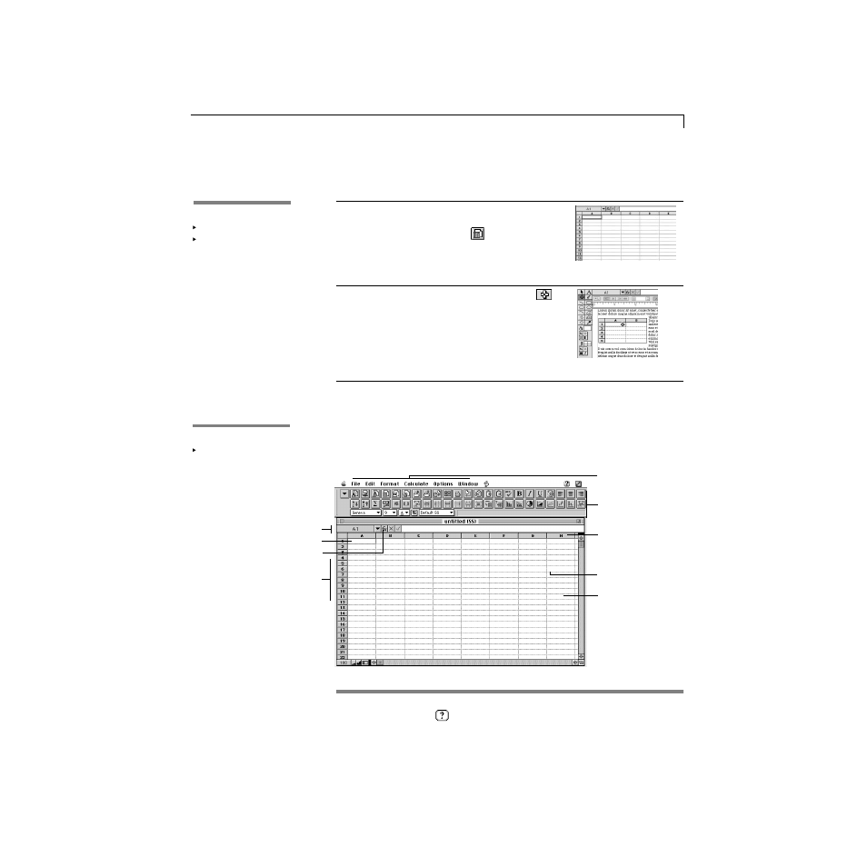 Creating a spreadsheet, About the spreadsheet window | Apple AppleWorks 5 : Mac OS User Manual | Page 149 / 293