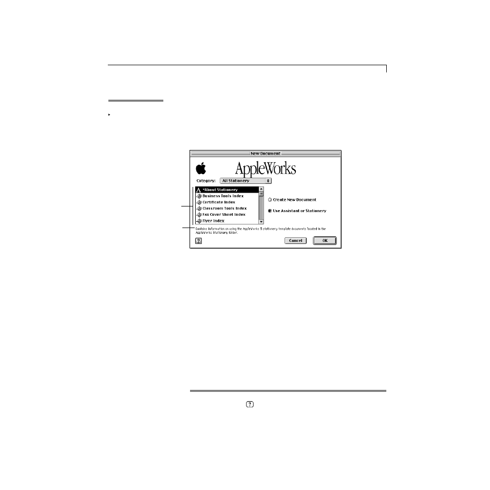 Using stationery | Apple AppleWorks 5 : Mac OS User Manual | Page 33 / 293