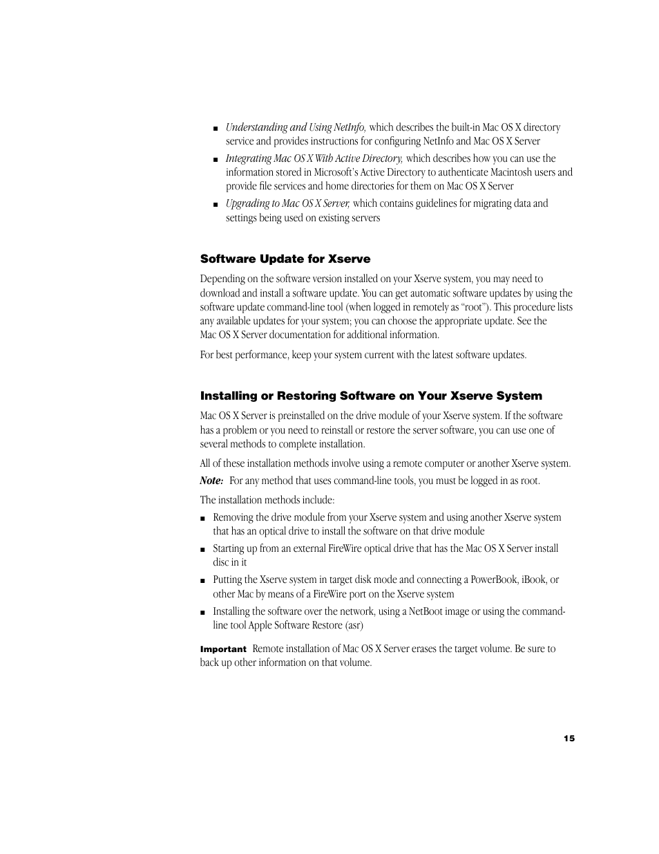 Software update for xserve | Apple Xserve (Cluster Node) User Manual | Page 15 / 20