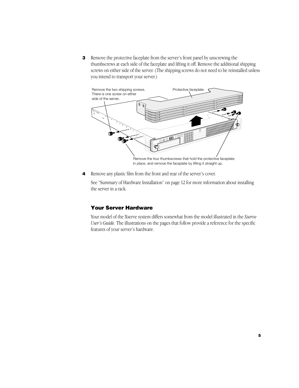 Your server hardware | Apple Xserve (Cluster Node) User Manual | Page 5 / 20