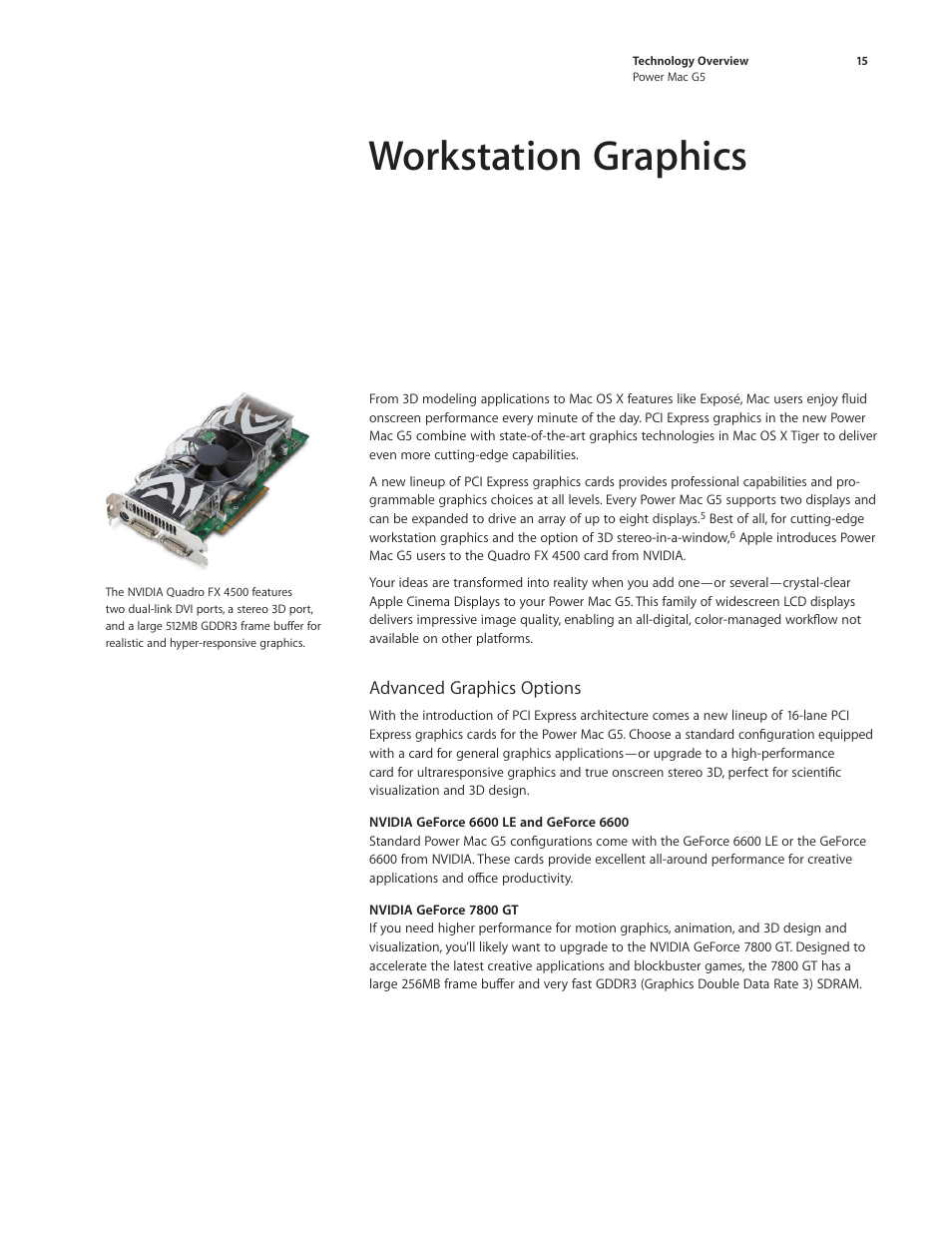 Workstation graphics | Apple Power Mac G5 (Late 2005) User Manual | Page 15 / 33