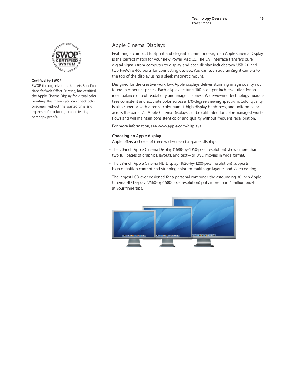 Apple cinema displays | Apple Power Mac G5 (Late 2005) User Manual | Page 18 / 33