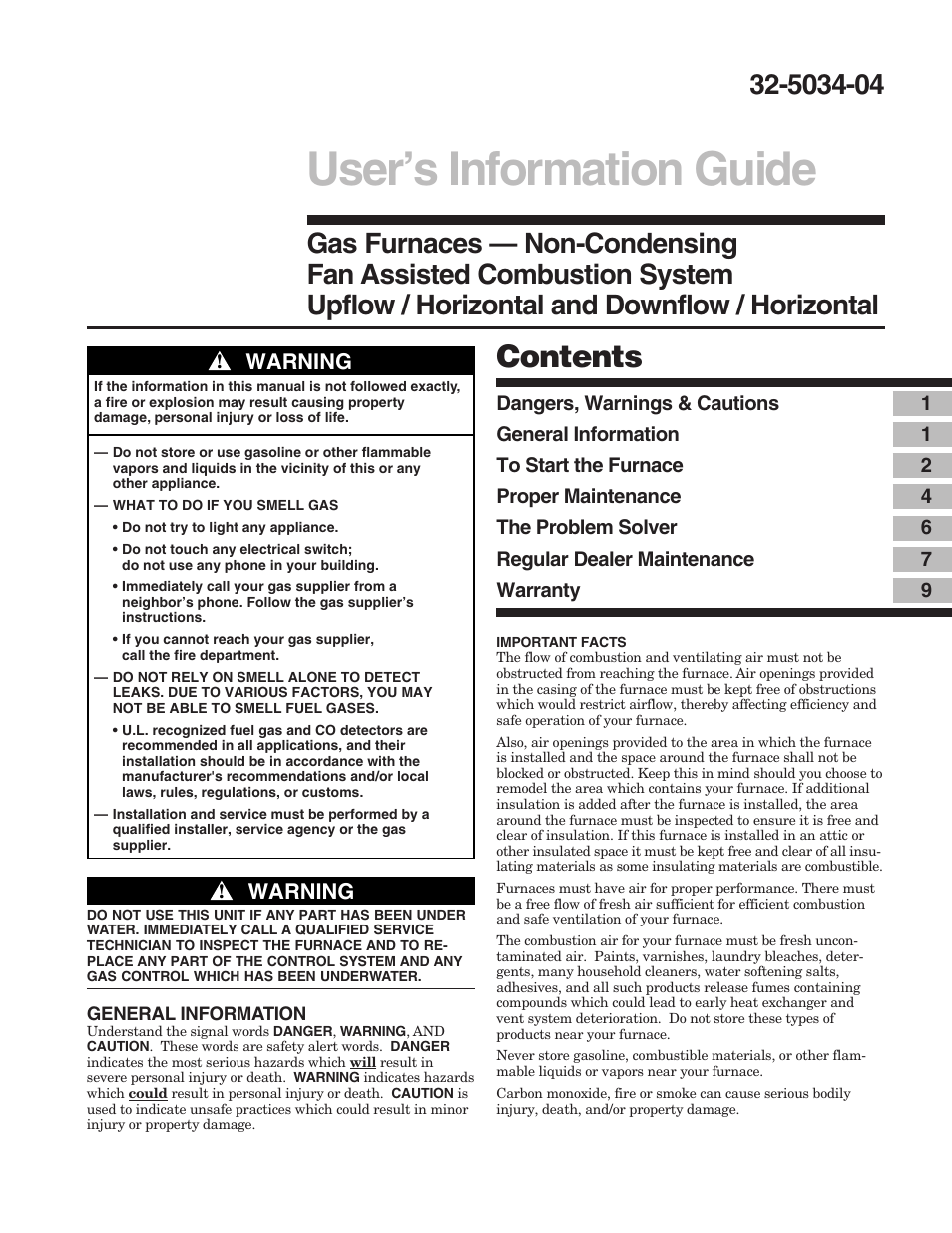 American Standard Gas Furnaces User Manual | 12 pages