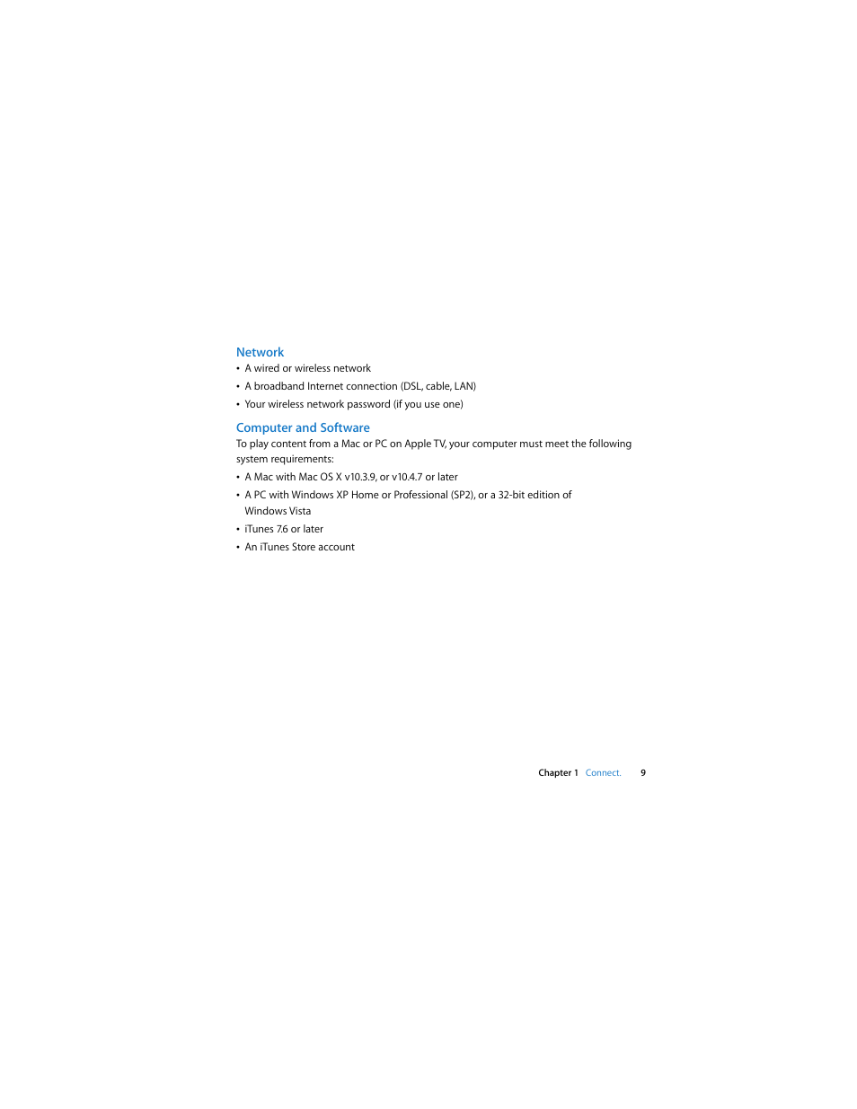Network, Computer and software | Apple TV (1st generation) User Manual | Page 9 / 40