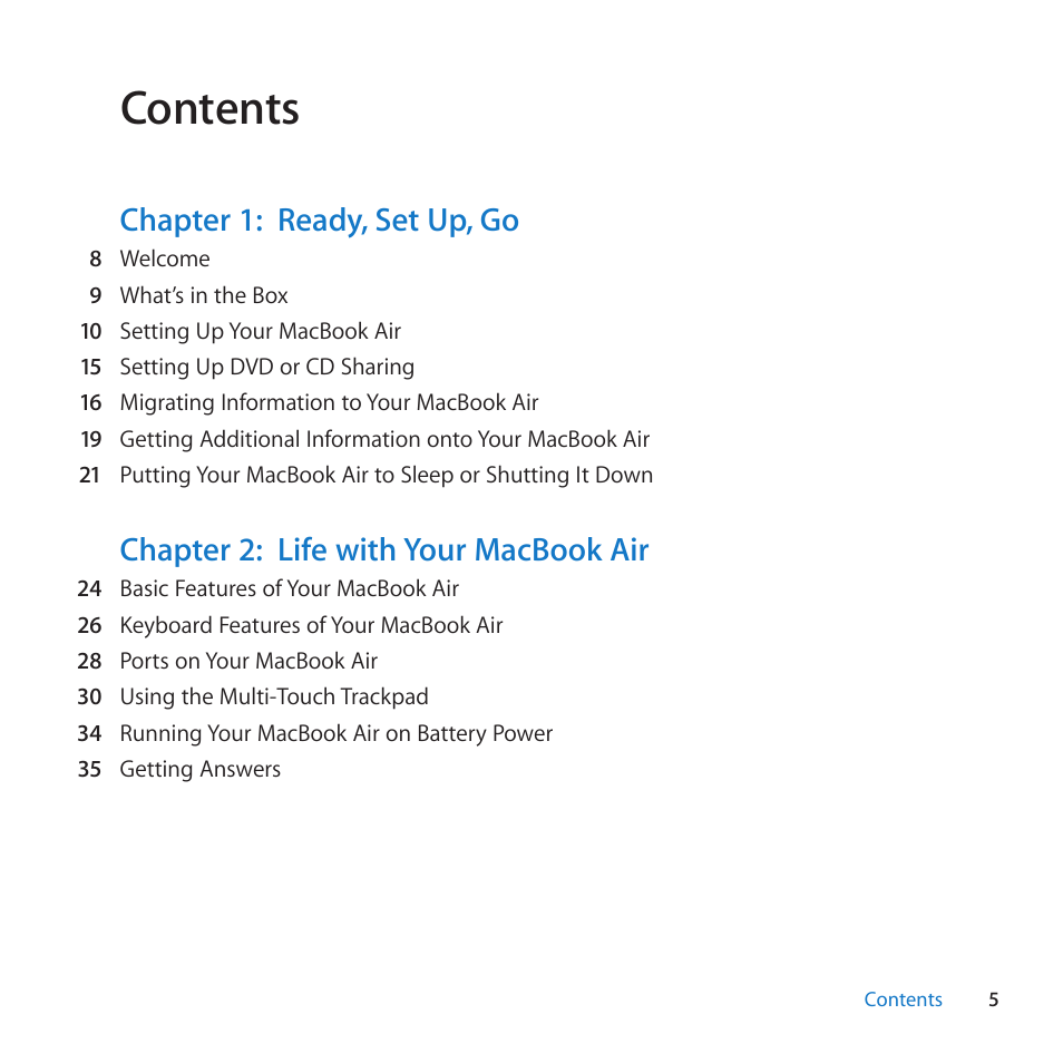 Apple MacBook Air (13-inch, Late 2010) User Manual | Page 5 / 72