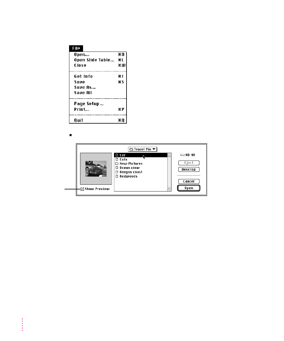 The file menu 42, The file menu | Apple QuickTake 100 User Manual | Page 49 / 79