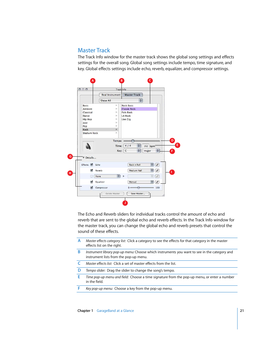 Master track | Apple GarageBand 2.0 User Manual | Page 21 / 77