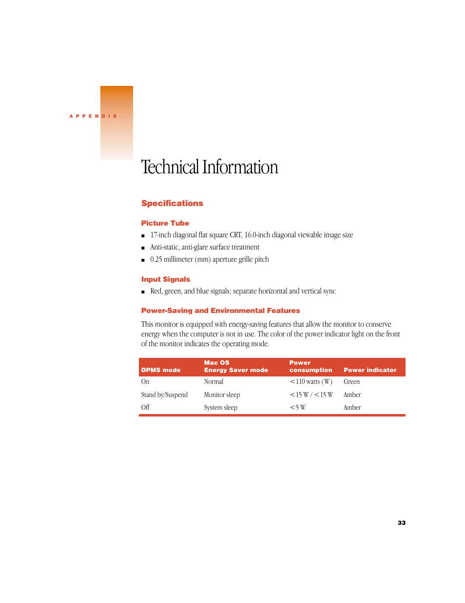 Technical information | Apple Studio Display (17-inch, CRT) User Manual | Page 33 / 37