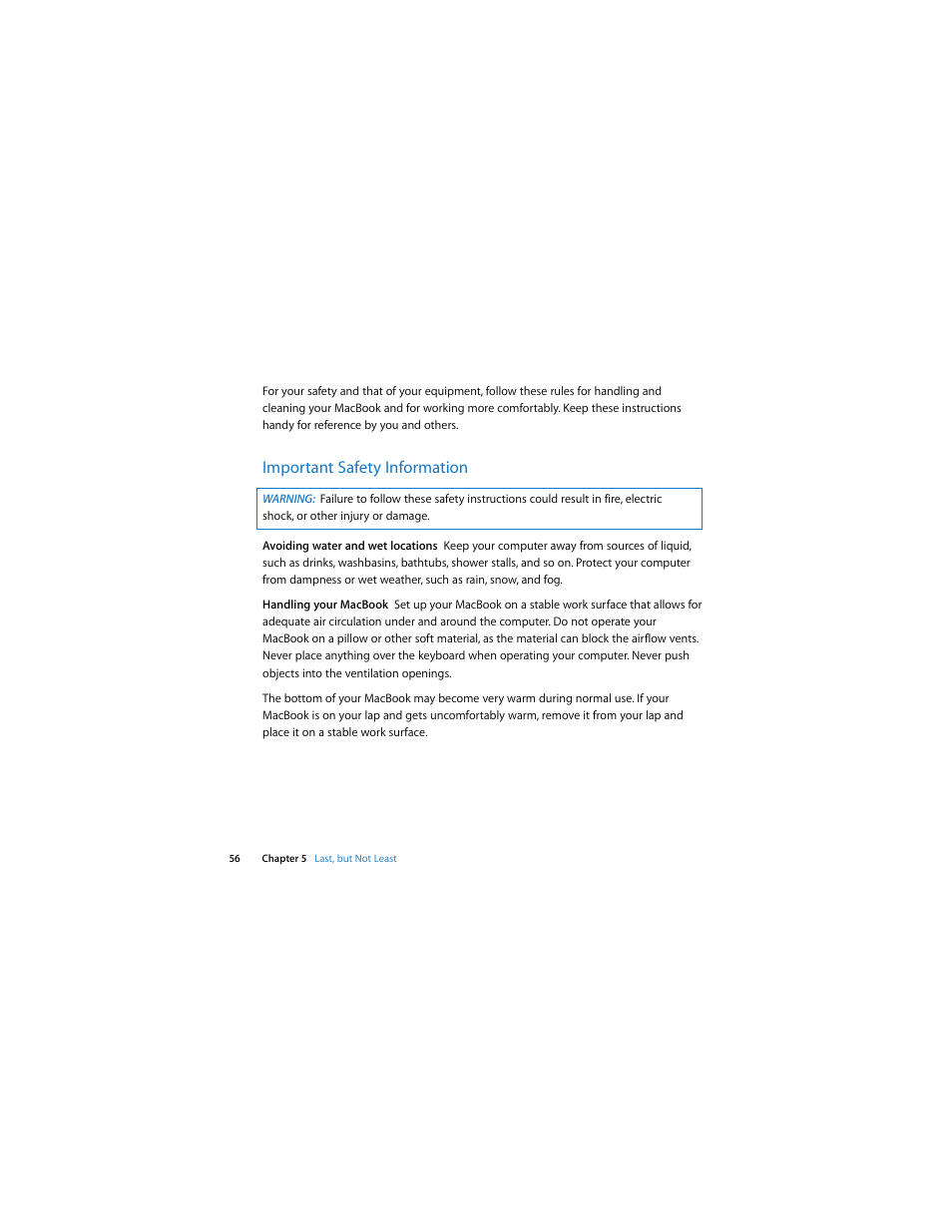 Important safety information | Apple MacBook (13-inch, Late 2006) User Manual | Page 56 / 76