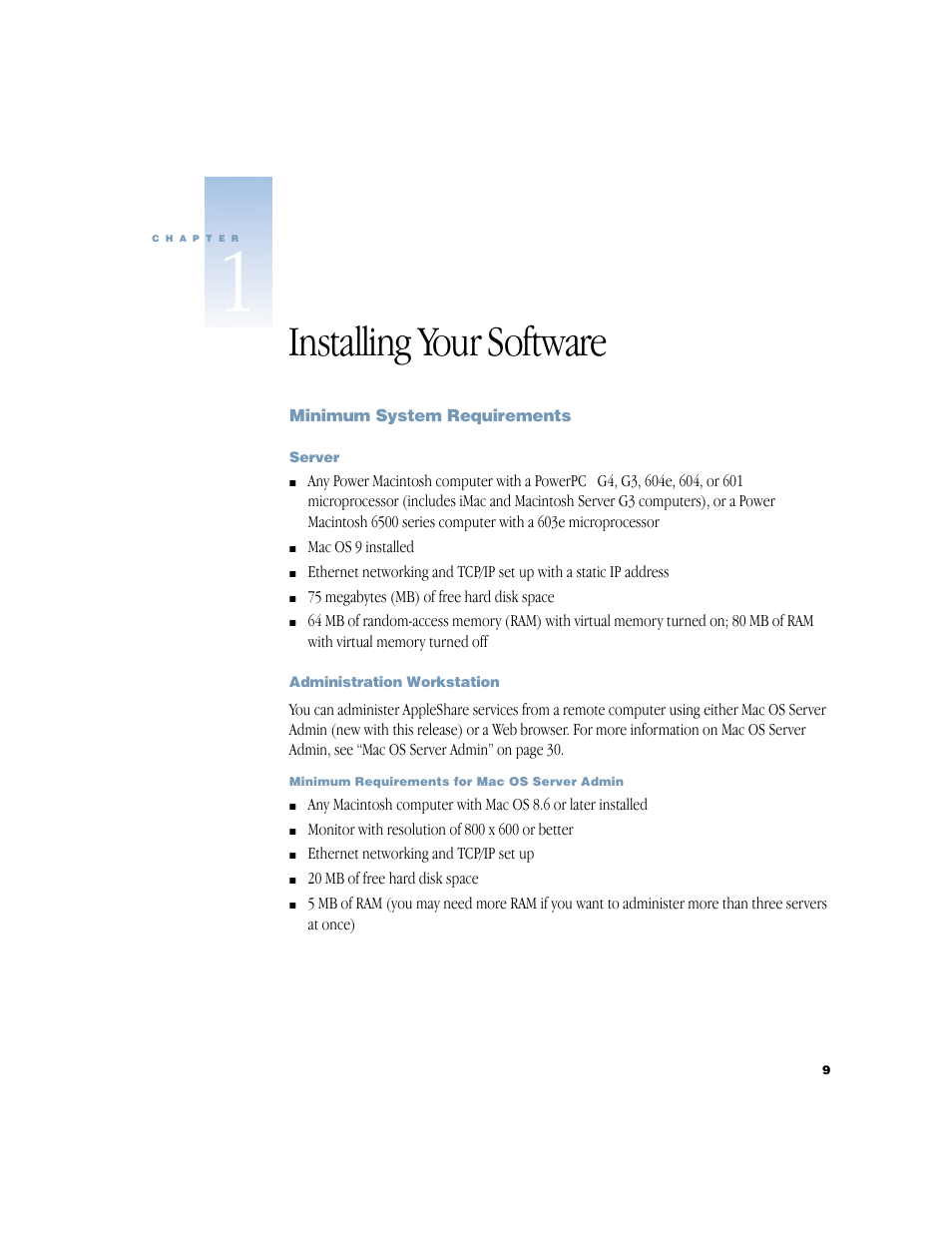 Installing your software | Apple AppleShare IP 6.3 User Manual | Page 9 / 46