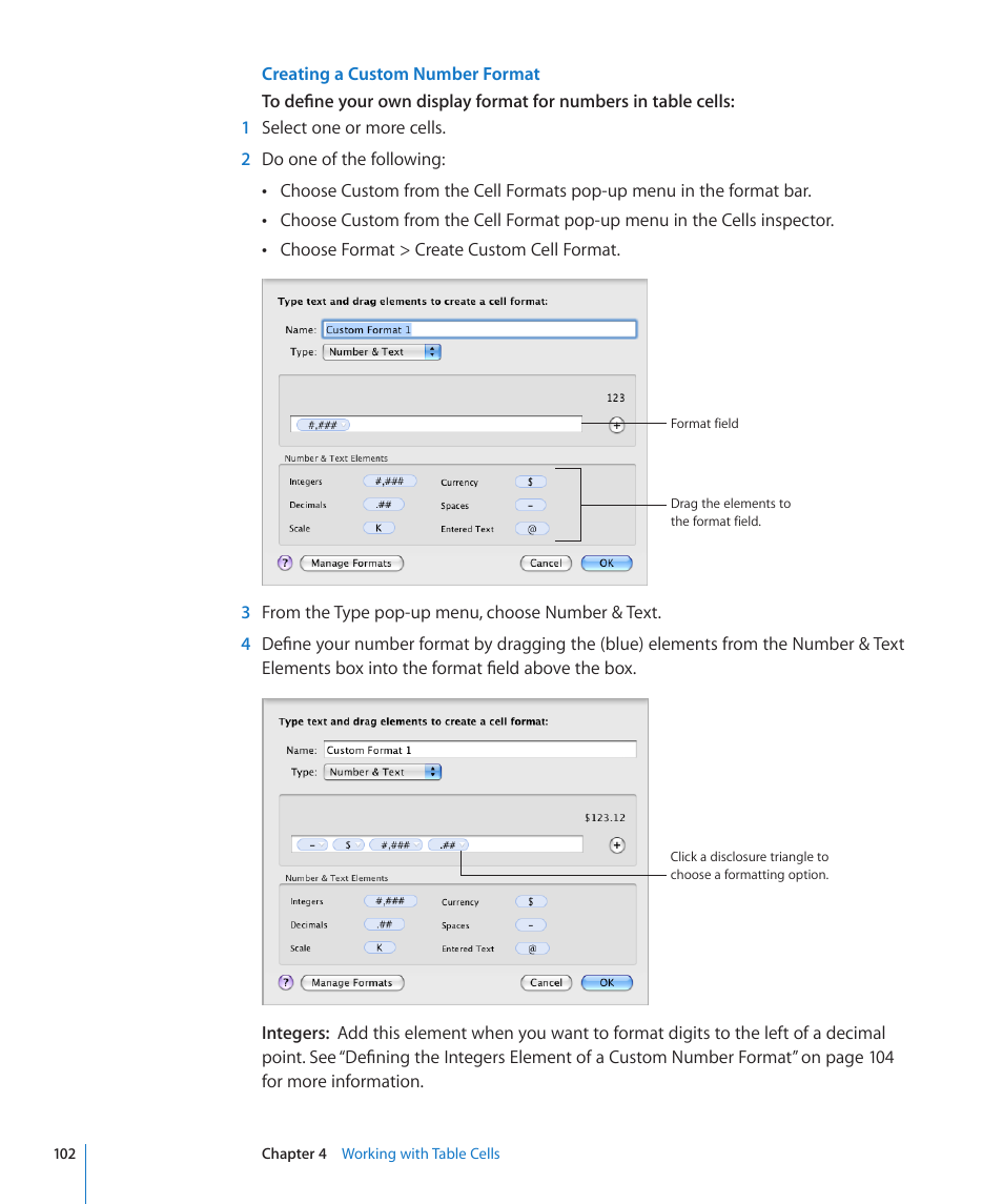 Creating a custom number format | Apple Numbers '09 User Manual | Page 102 / 254