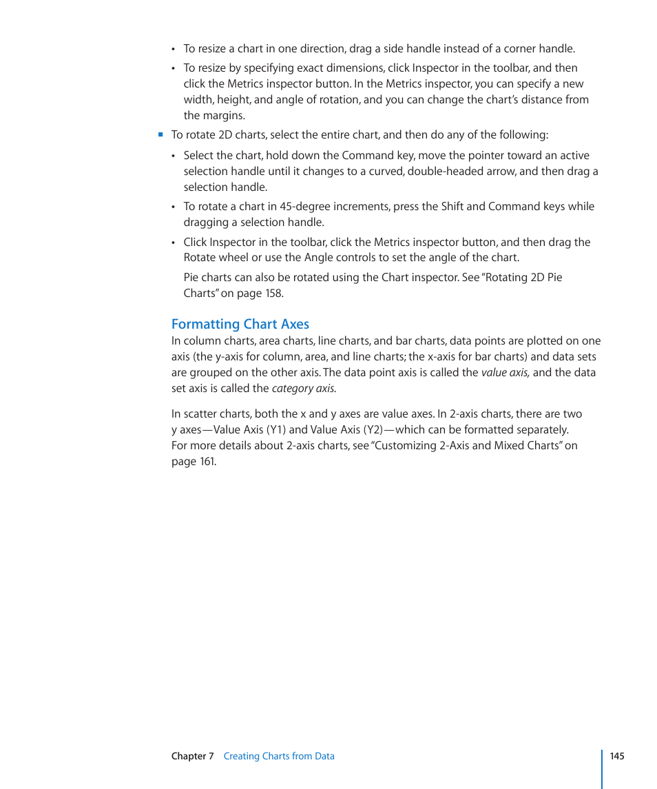 Formatting chart axes | Apple Numbers '09 User Manual | Page 145 / 254