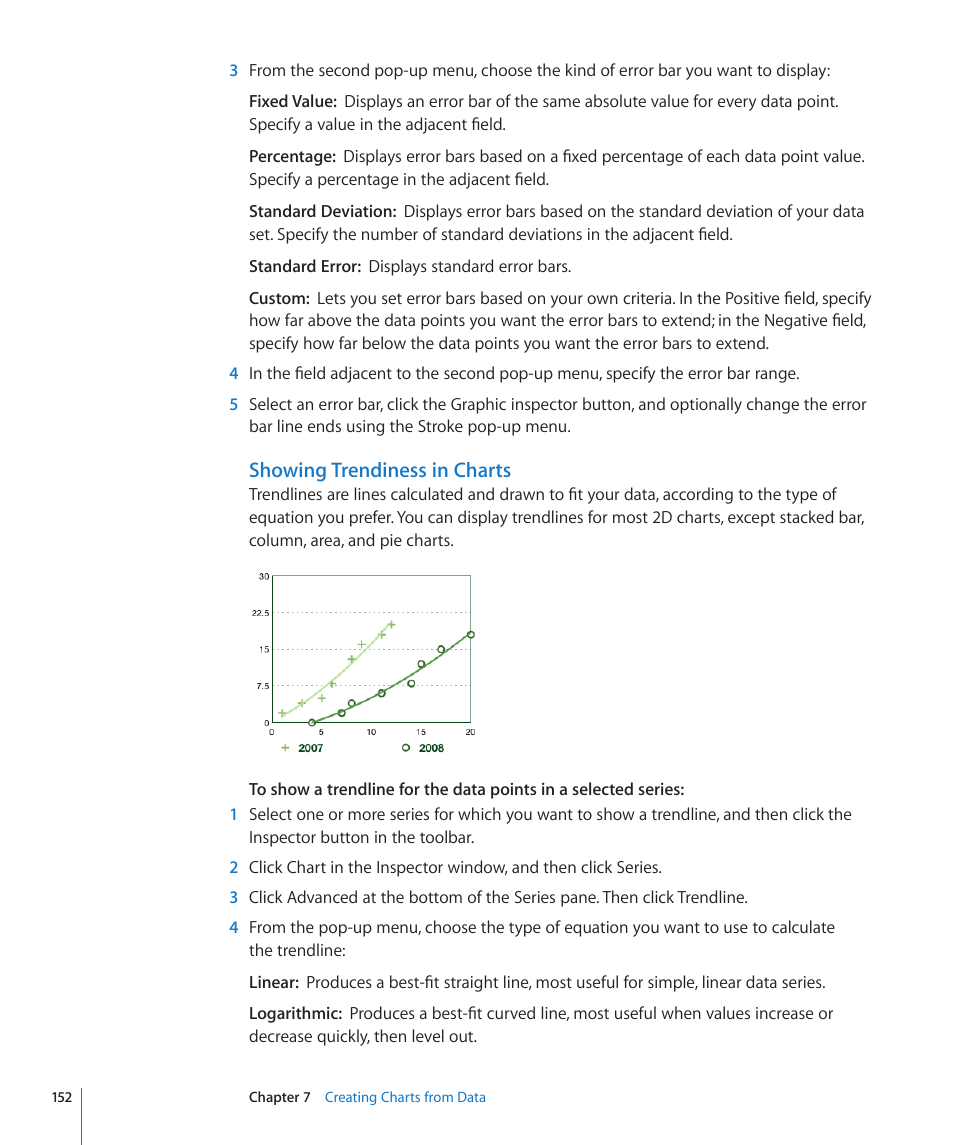 Showing trendiness in charts | Apple Numbers '09 User Manual | Page 152 / 254
