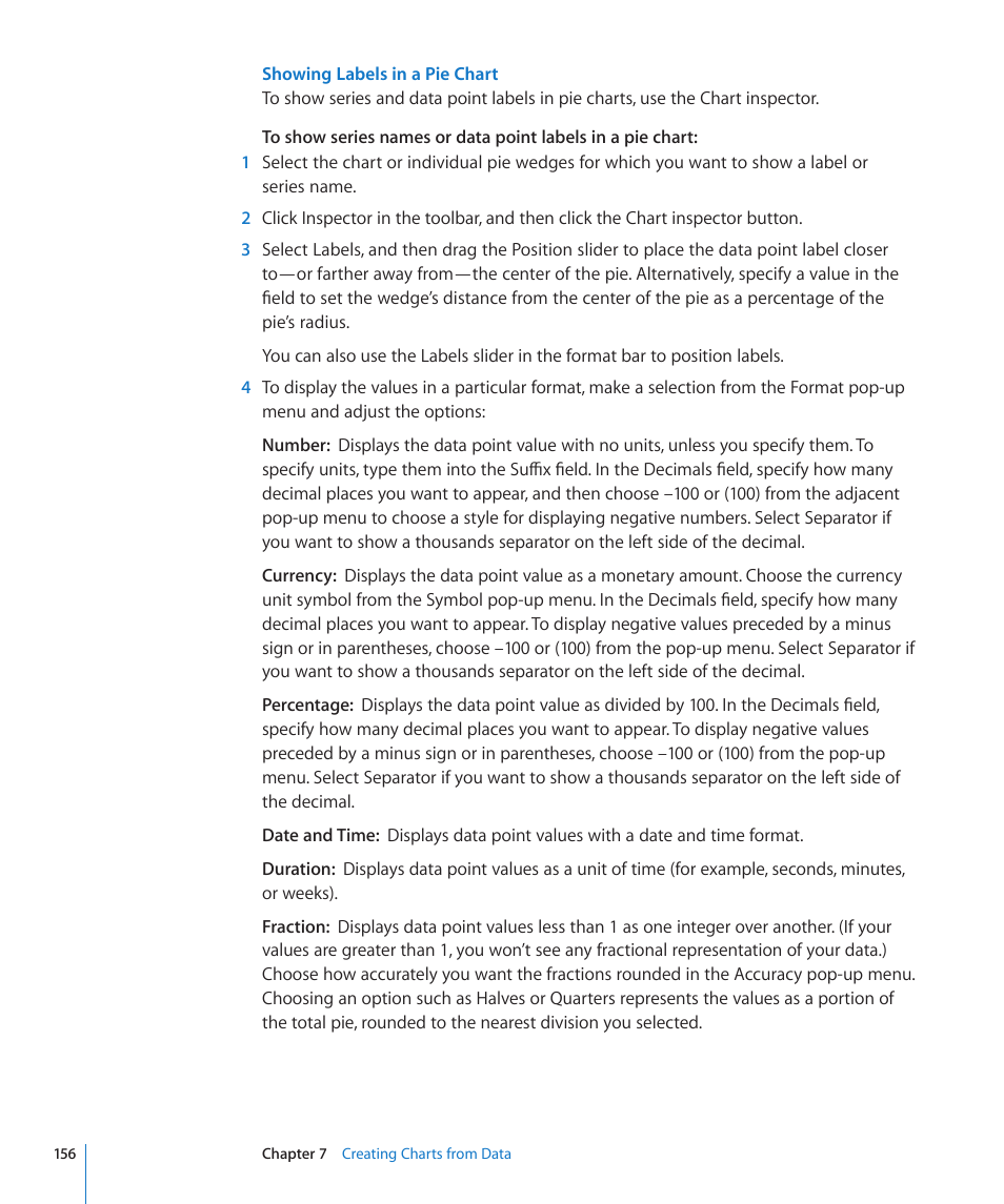 Showing labels in a pie chart | Apple Numbers '09 User Manual | Page 156 / 254