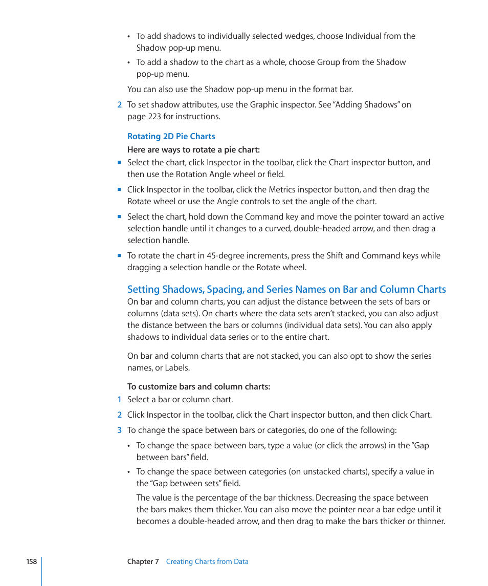 Rotating 2d pie charts | Apple Numbers '09 User Manual | Page 158 / 254
