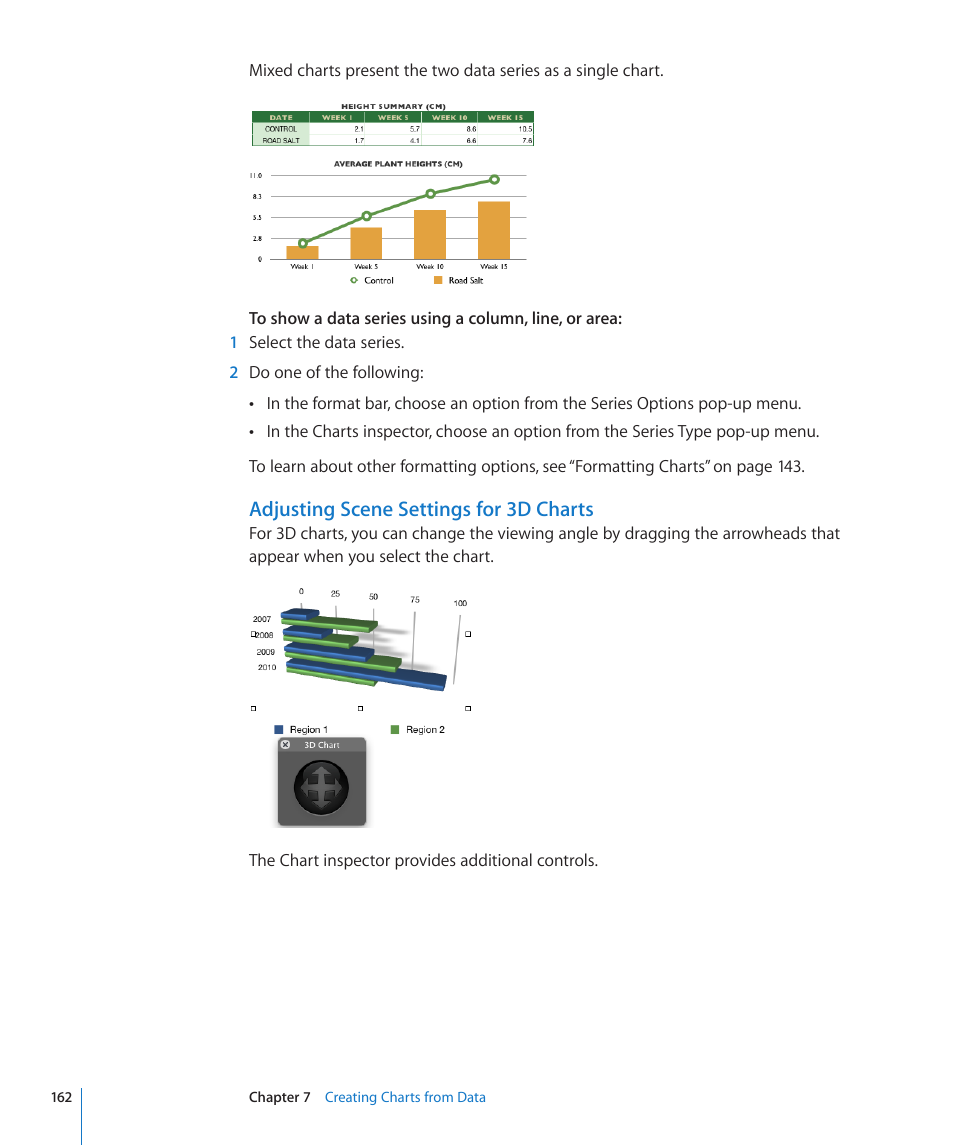 Adjusting scene settings for 3d charts | Apple Numbers '09 User Manual | Page 162 / 254