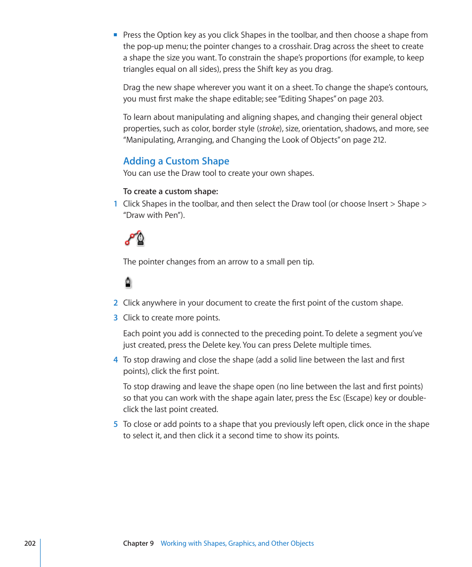 Adding a custom shape | Apple Numbers '09 User Manual | Page 202 / 254
