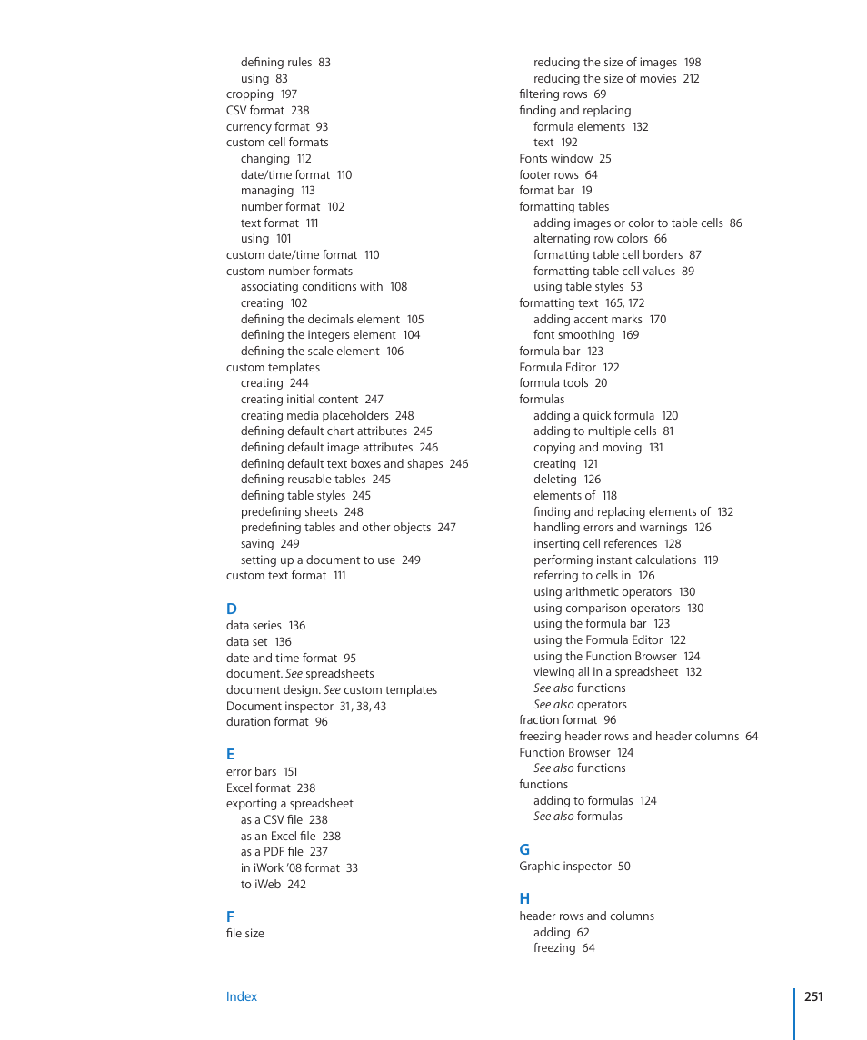 Apple Numbers '09 User Manual | Page 251 / 254