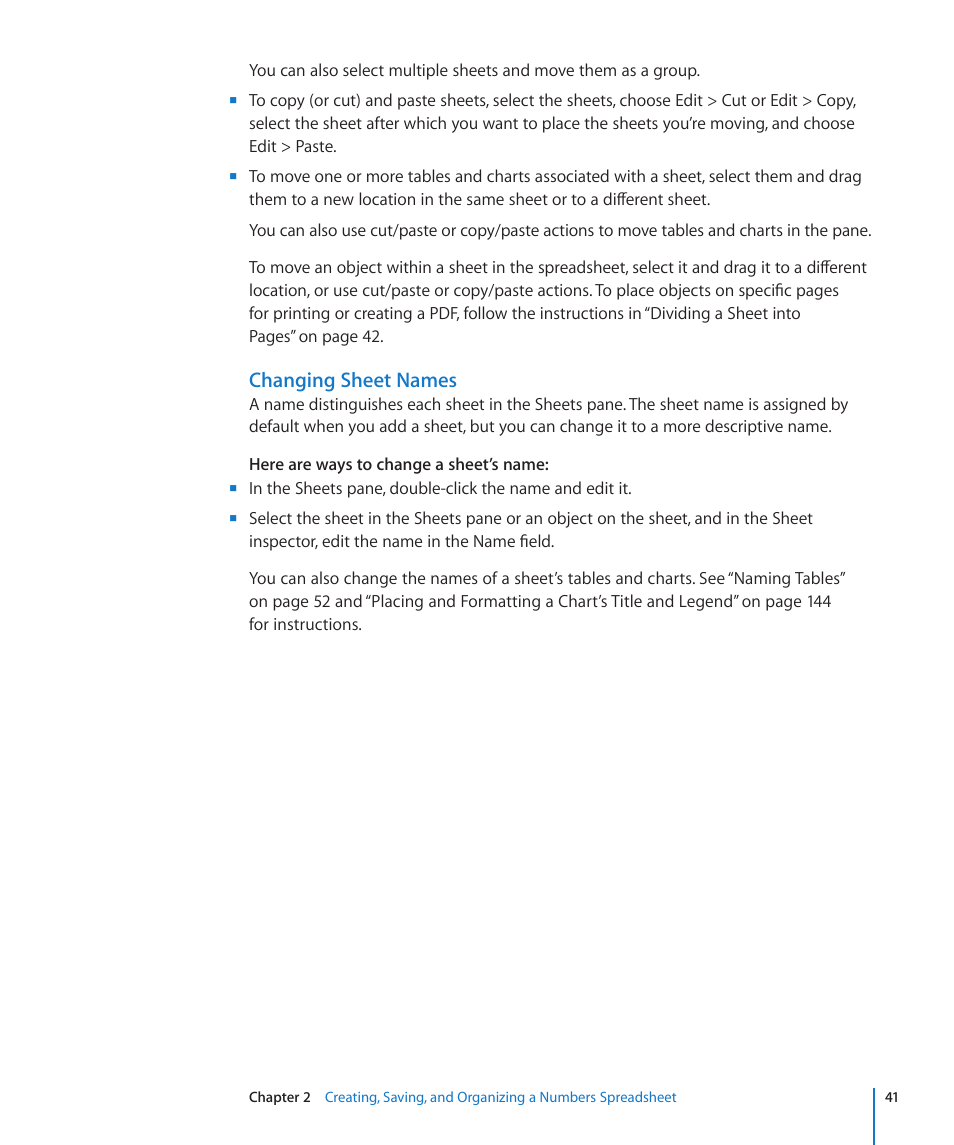 Changing sheet names | Apple Numbers '09 User Manual | Page 41 / 254