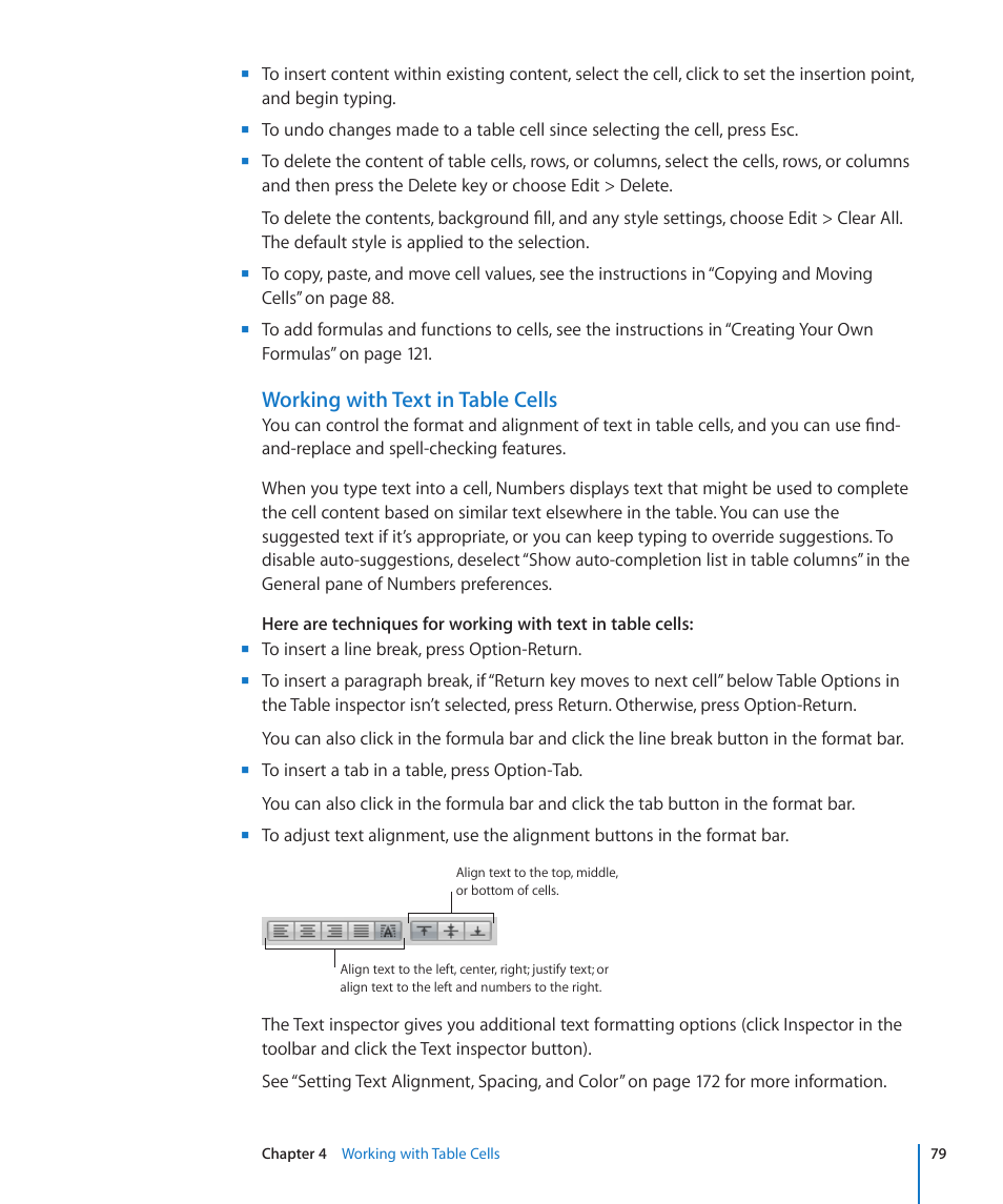 Working with text in table cells | Apple Numbers '09 User Manual | Page 79 / 254