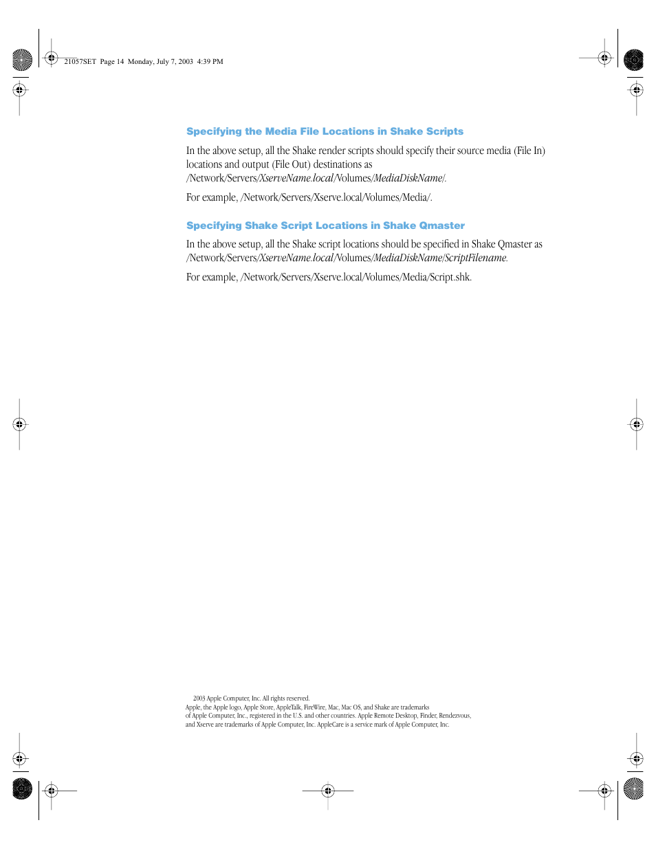 Specifying shake script locations in shakeqmaster | Apple Shake Distributed Rendering (10.2) User Manual | Page 14 / 14
