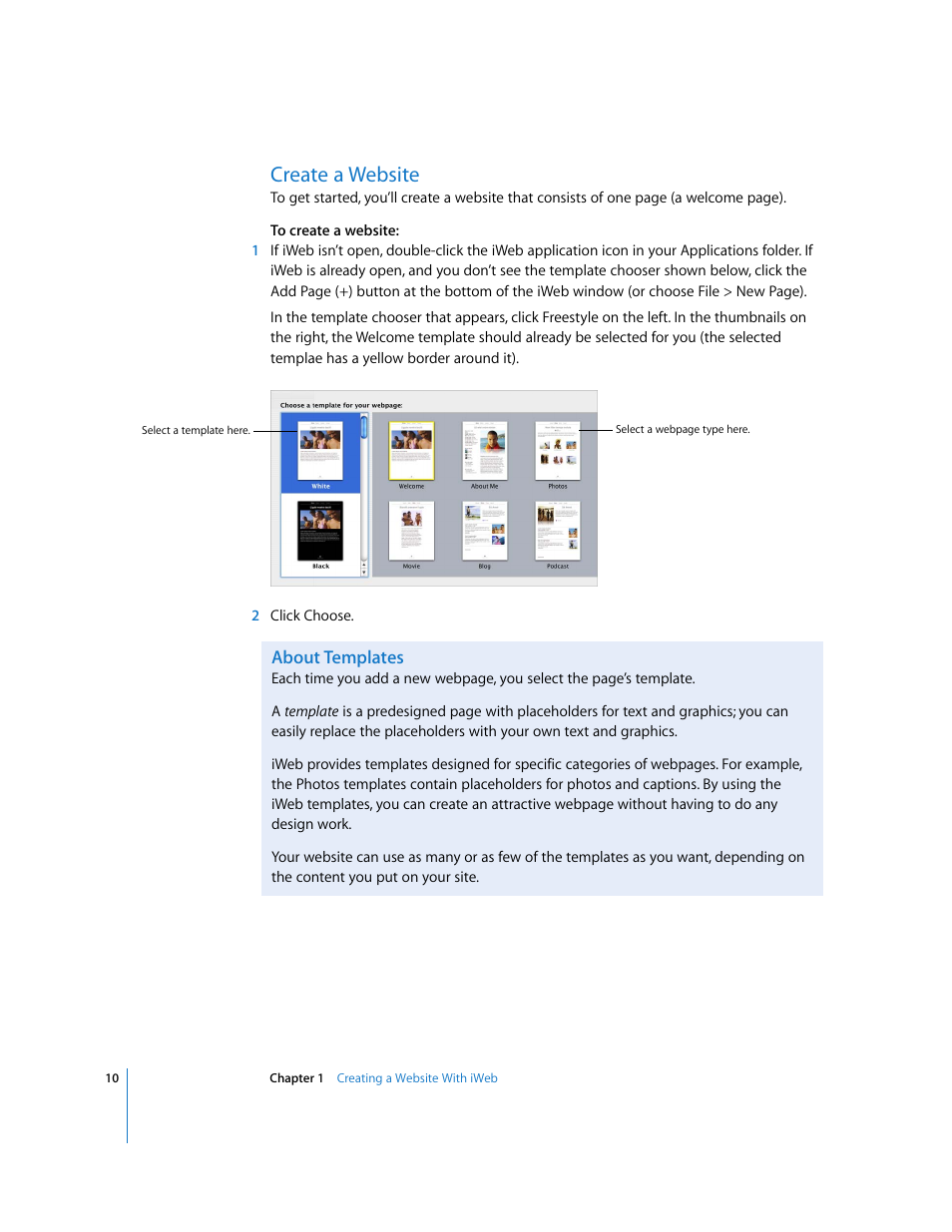 Create a website | Apple iWeb User Manual | Page 10 / 37
