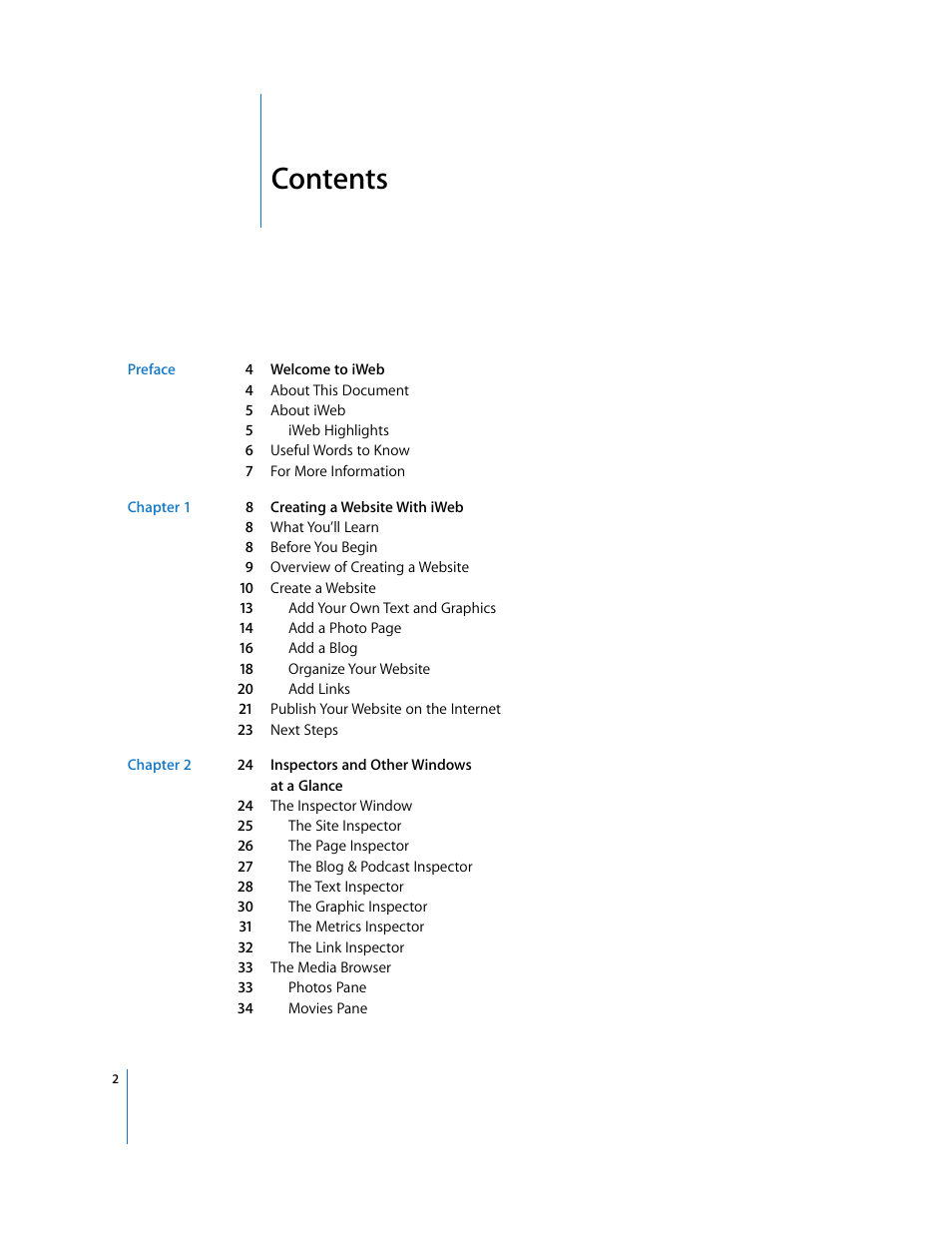 Apple iWeb User Manual | Page 2 / 37