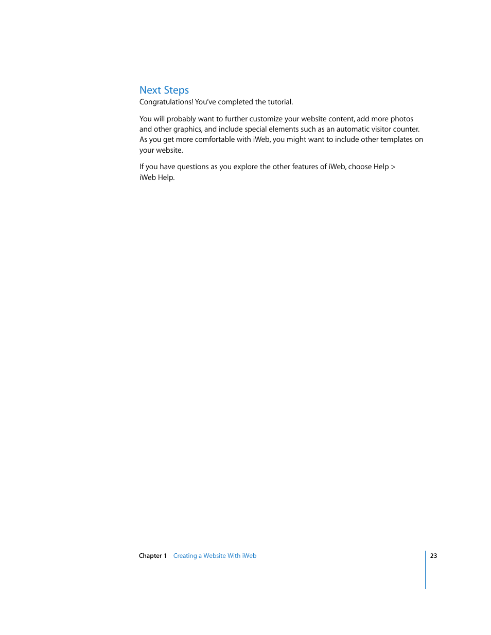 Next steps | Apple iWeb User Manual | Page 23 / 37