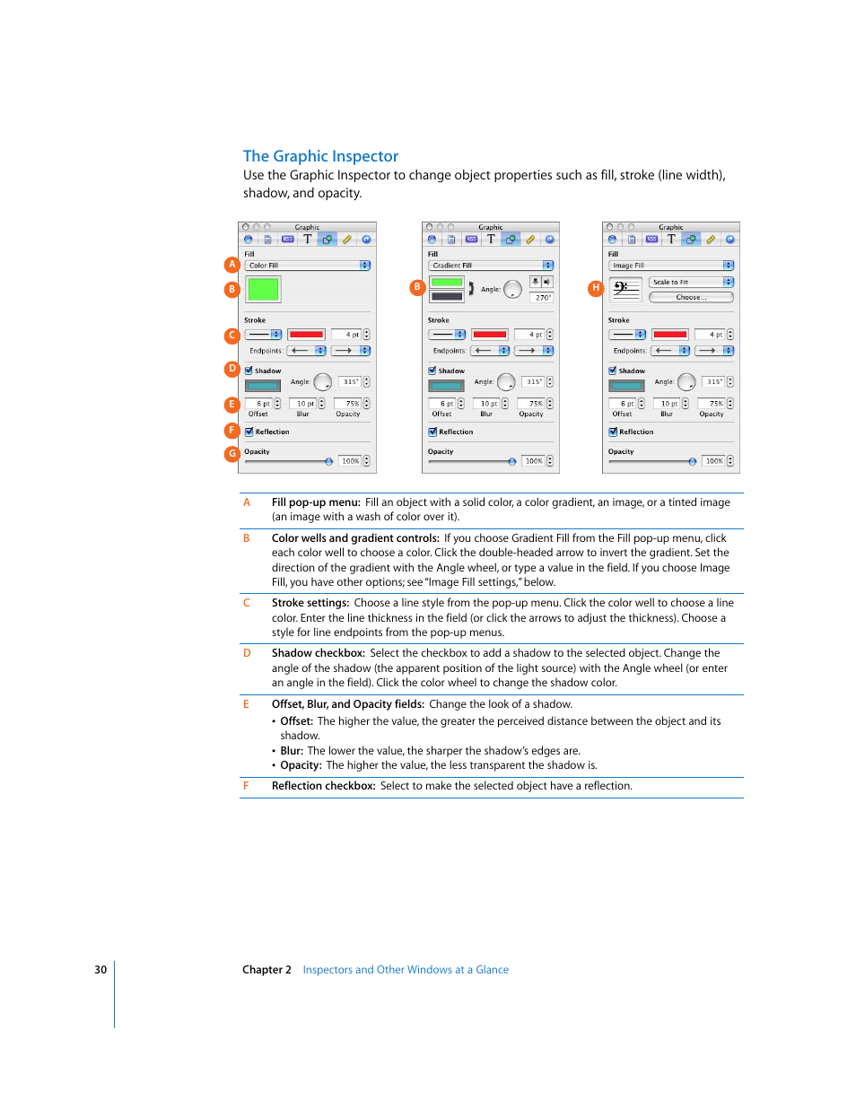 The graphic inspector | Apple iWeb User Manual | Page 30 / 37