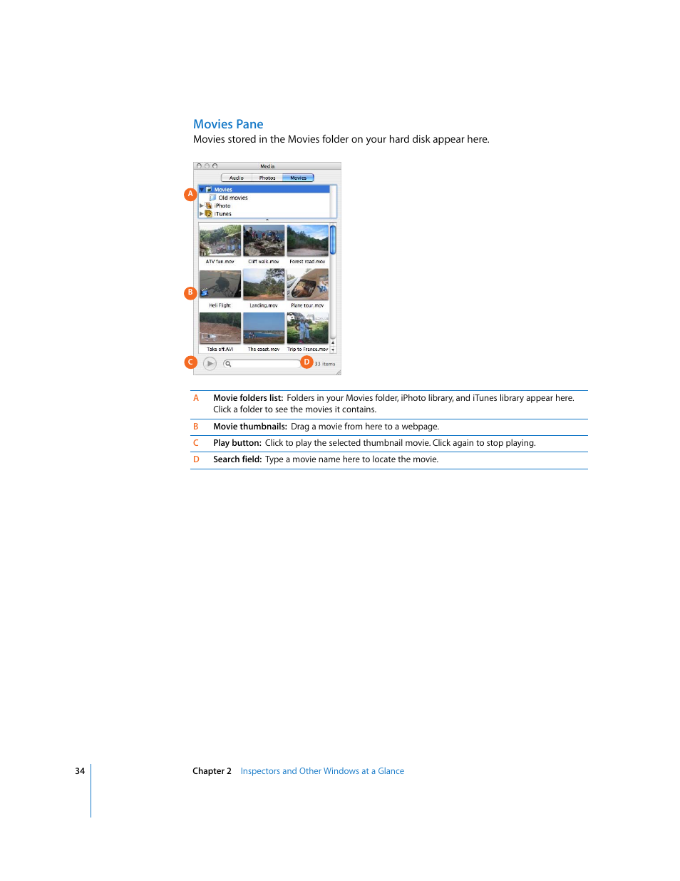 Movies pane | Apple iWeb User Manual | Page 34 / 37