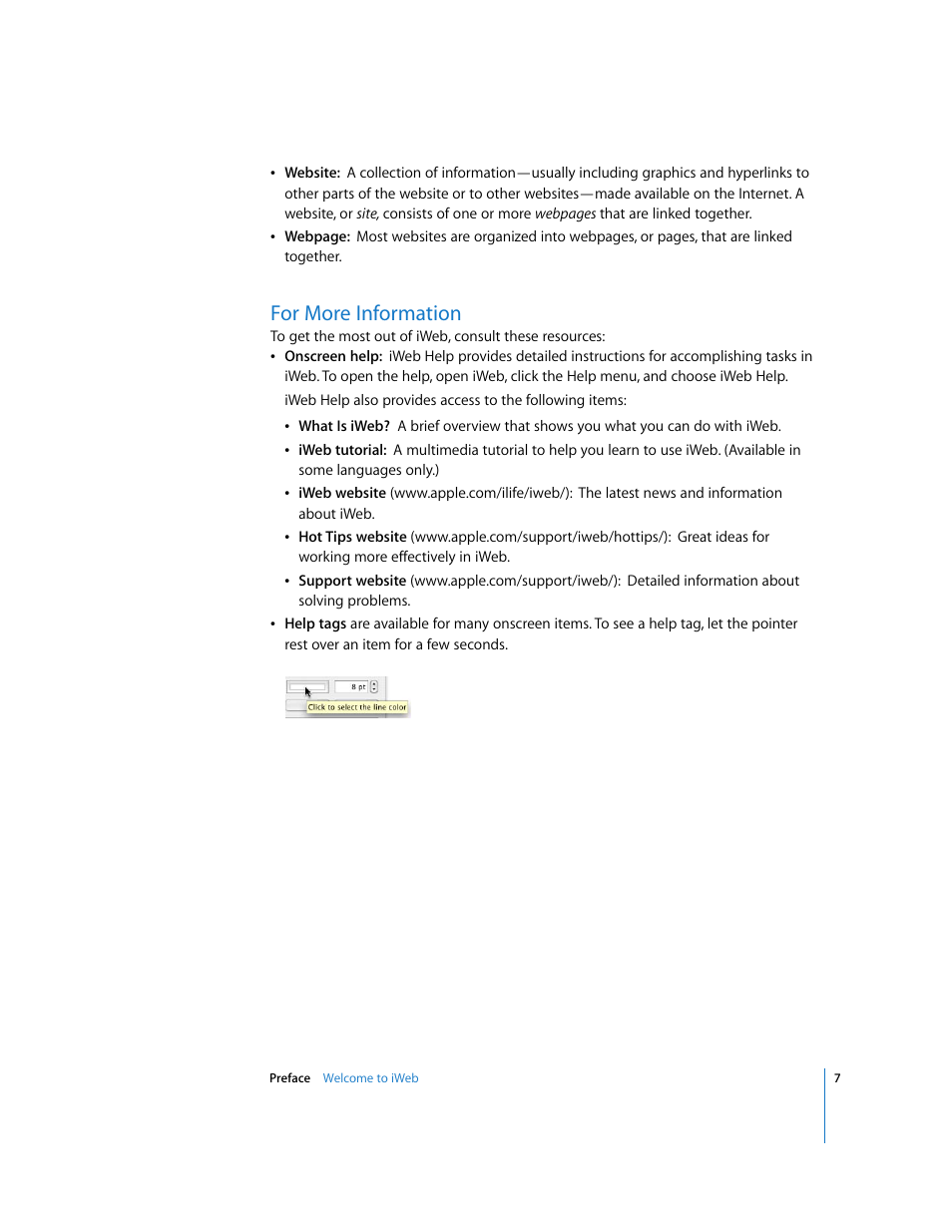 For more information | Apple iWeb User Manual | Page 7 / 37