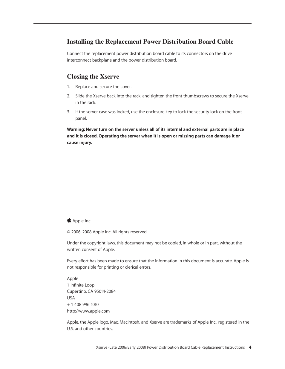 Closing the xserve | Apple Xserve (Early 2008) DIY Procedure for Power Distribution Board Cable User Manual | Page 4 / 4