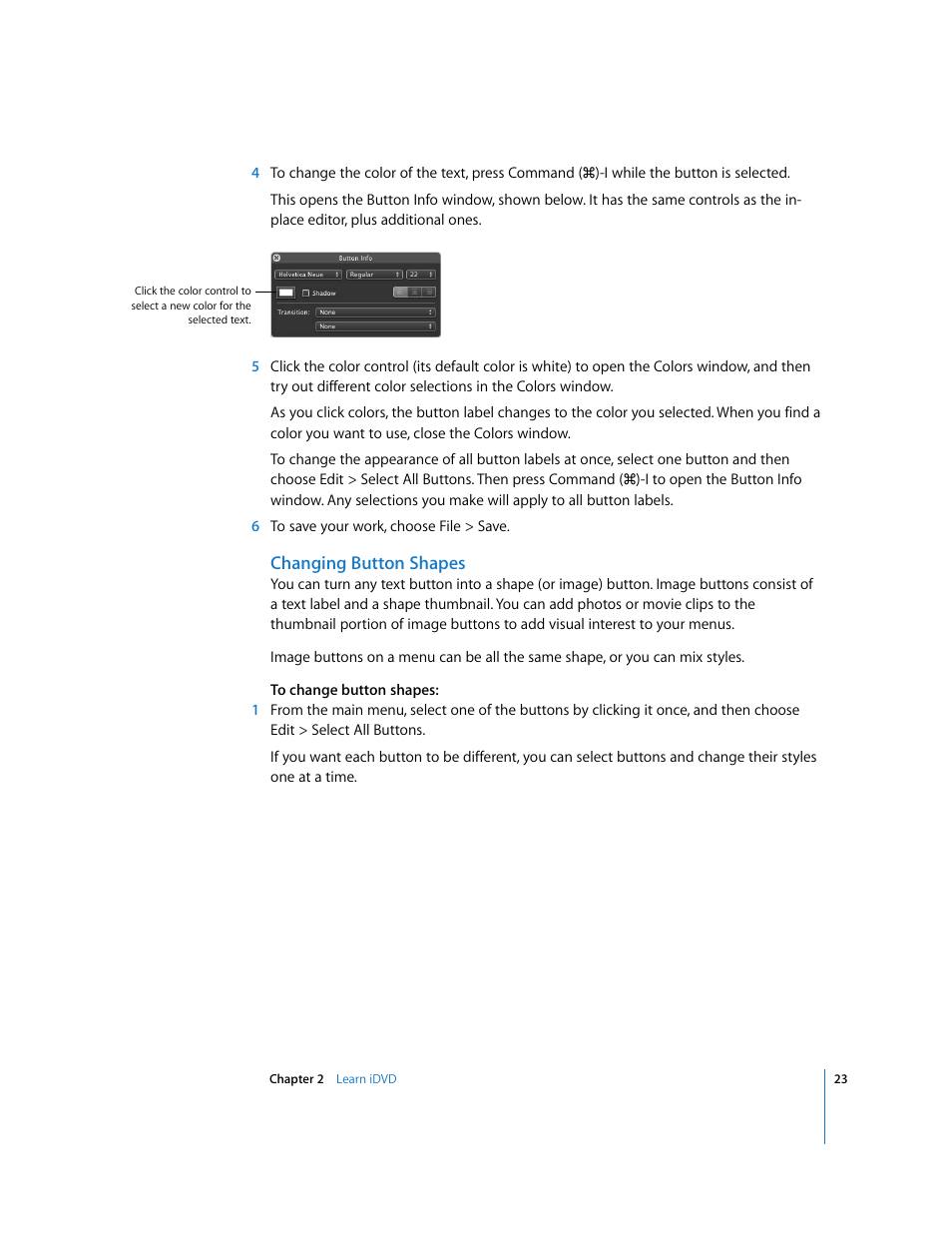 Changing button shapes | Apple iDVD '08 User Manual | Page 23 / 35
