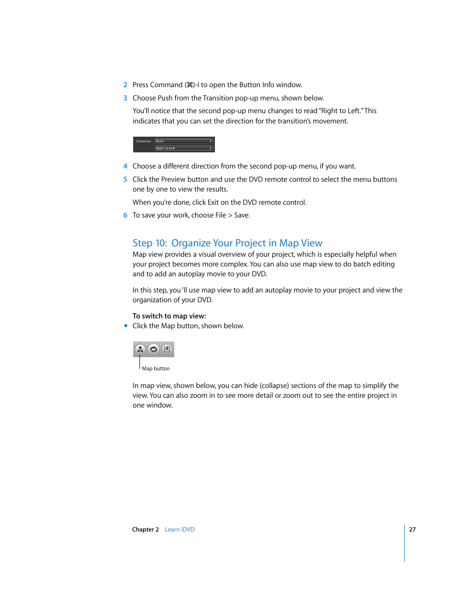 Step 10:organize your project in map view, Step 10: organize your project in map view | Apple iDVD '08 User Manual | Page 27 / 35