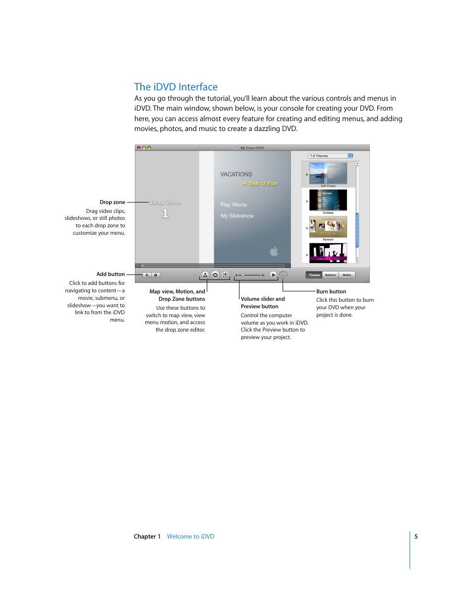 The idvd interface | Apple iDVD '08 User Manual | Page 5 / 35
