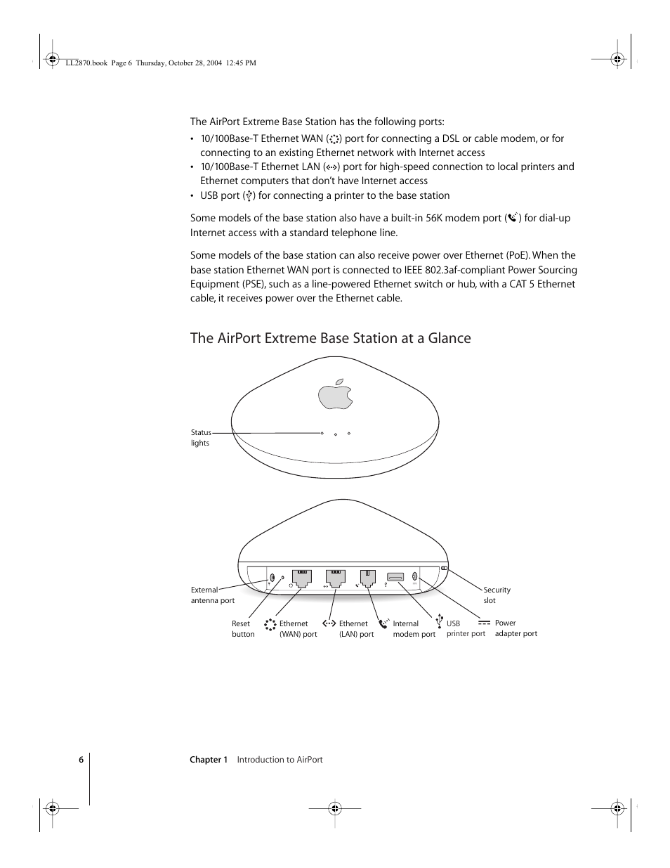 The airport extreme base station at a glance | Apple AirPort Extreme Base Station User Manual | Page 6 / 36