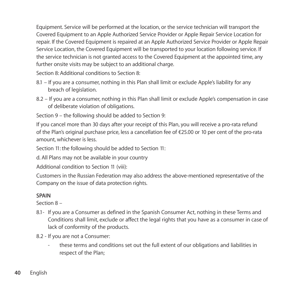 Apple AppleCare Protection Plan for Apple Display User Manual | Page 40 / 108