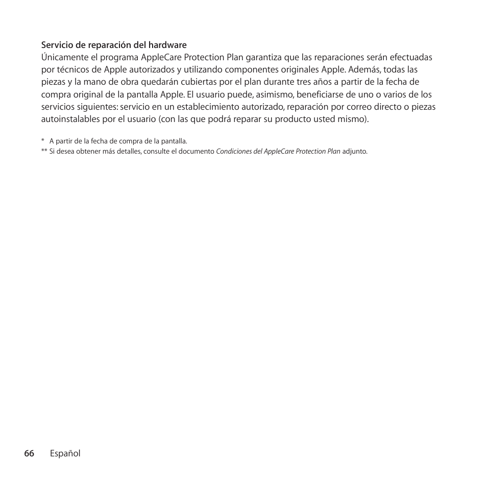 Apple AppleCare Protection Plan for Apple Display User Manual | Page 66 / 108