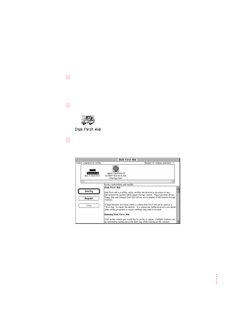 Repairing a damaged disk | Apple Power Macintosh 7600/200 Series User Manual | Page 185 / 260