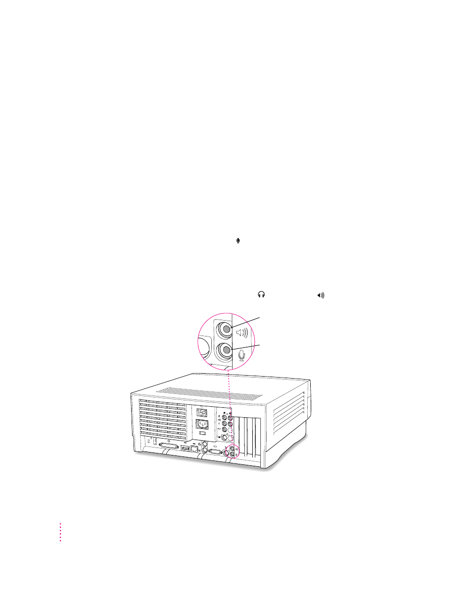 Connecting audio equipment, The sound input and output ports | Apple Power Macintosh 7600/200 Series User Manual | Page 78 / 260