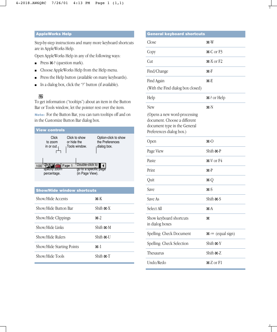 Apple AppleWorks Quick Reference: Mac OS User Manual | Page 2 / 6