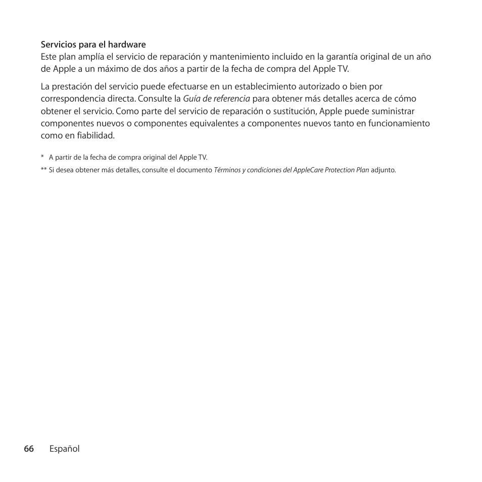 Apple AppleCare Protection Plan for Apple TV User Manual | Page 66 / 108
