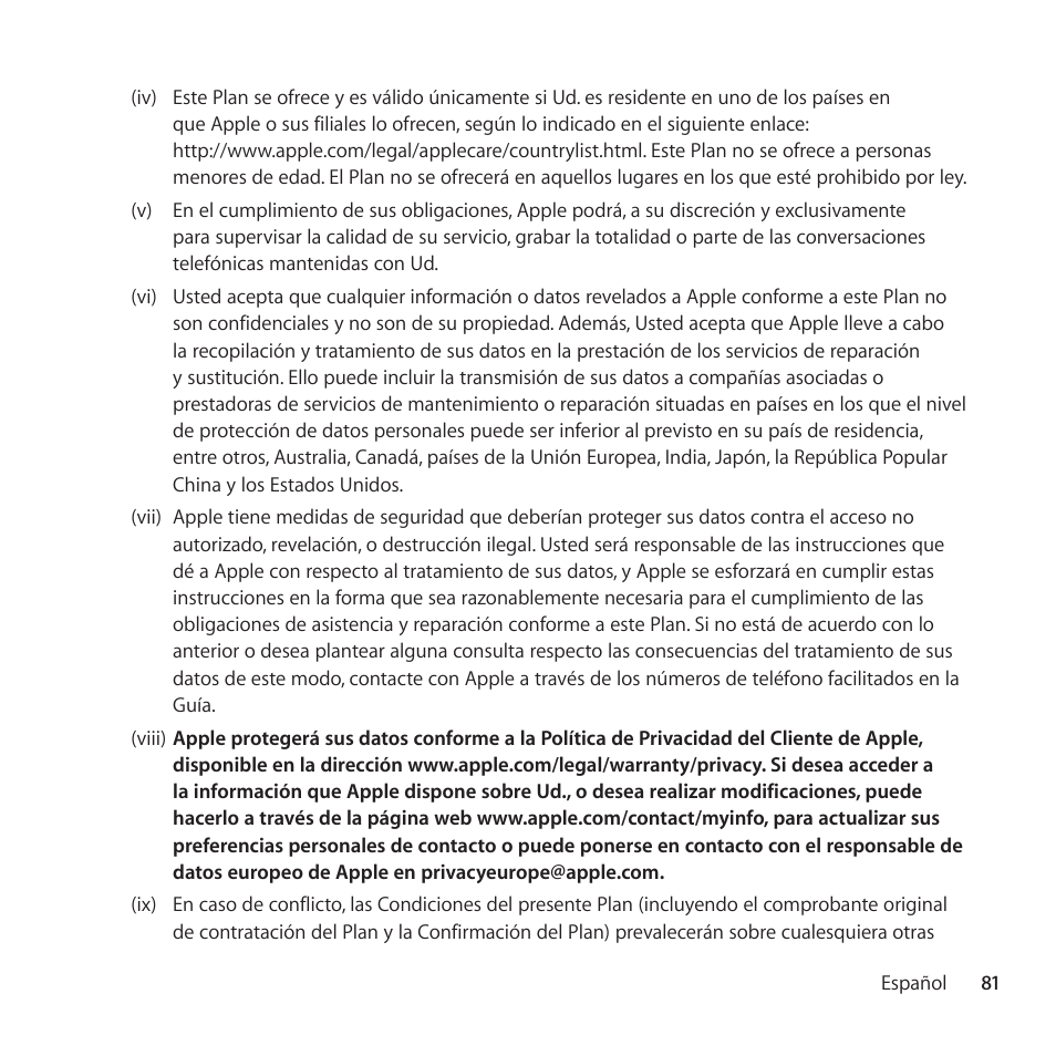 Apple AppleCare Protection Plan for Apple TV User Manual | Page 81 / 108