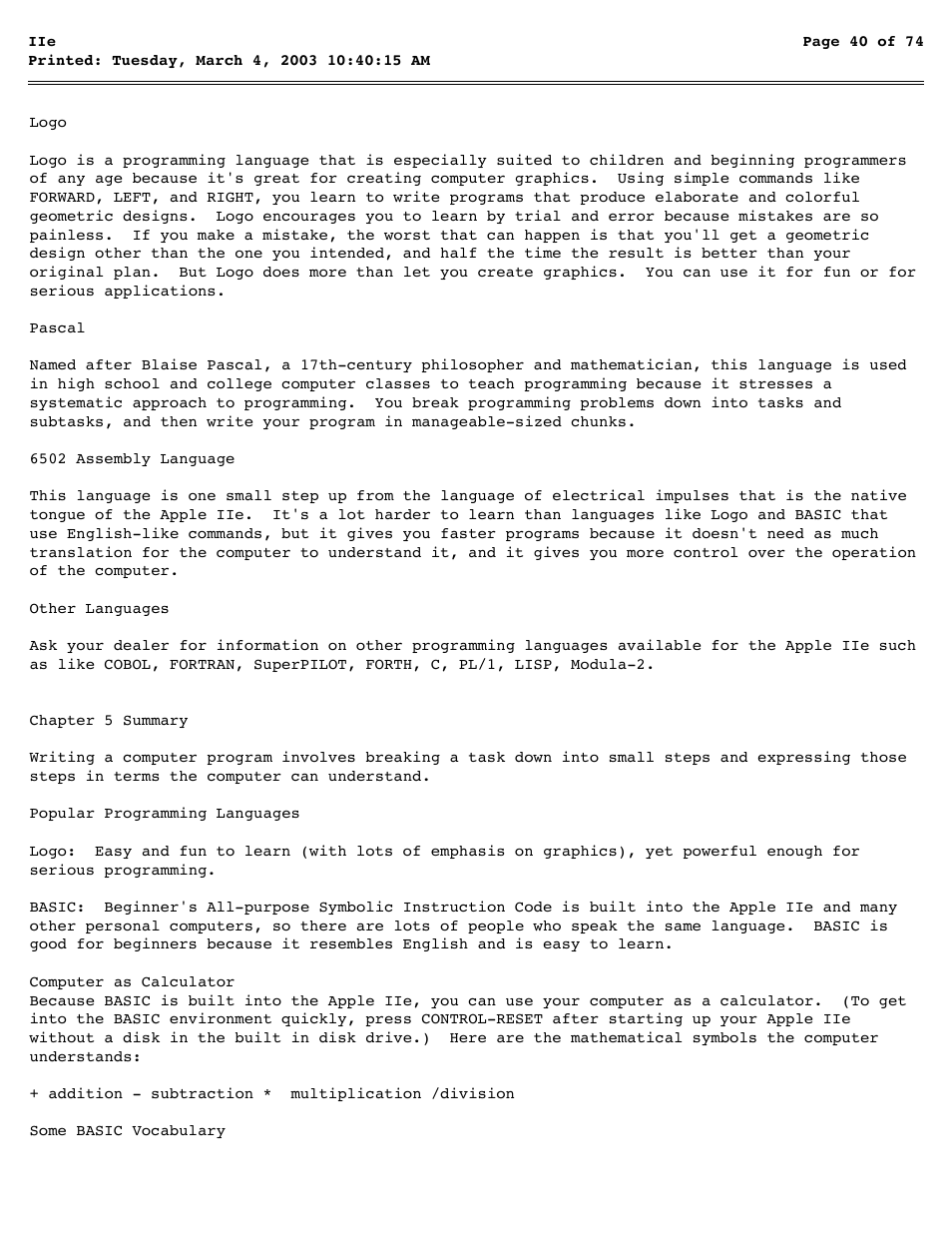 Apple IIe User Manual | Page 40 / 74