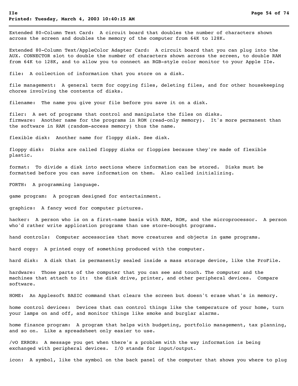 Apple IIe User Manual | Page 54 / 74