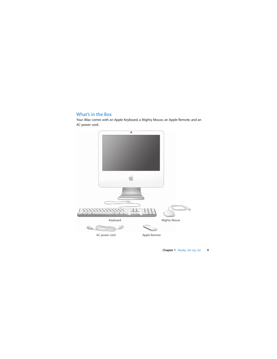 What’s in the box | Apple iMac (Intel-based, Late 2006) User Manual | Page 9 / 76