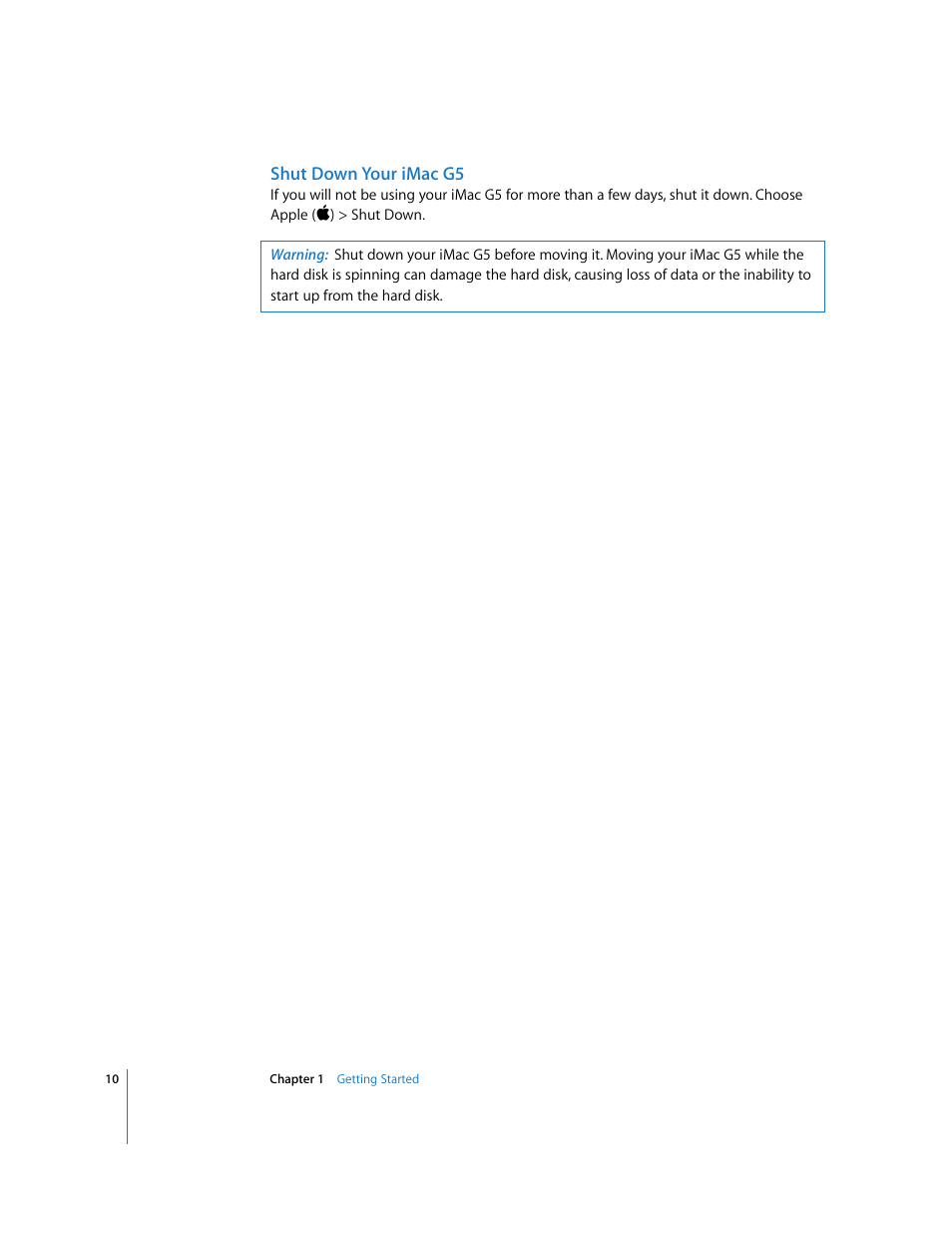 Shut down your imacg5 | Apple iMac G5 (iSight) User Manual | Page 10 / 96