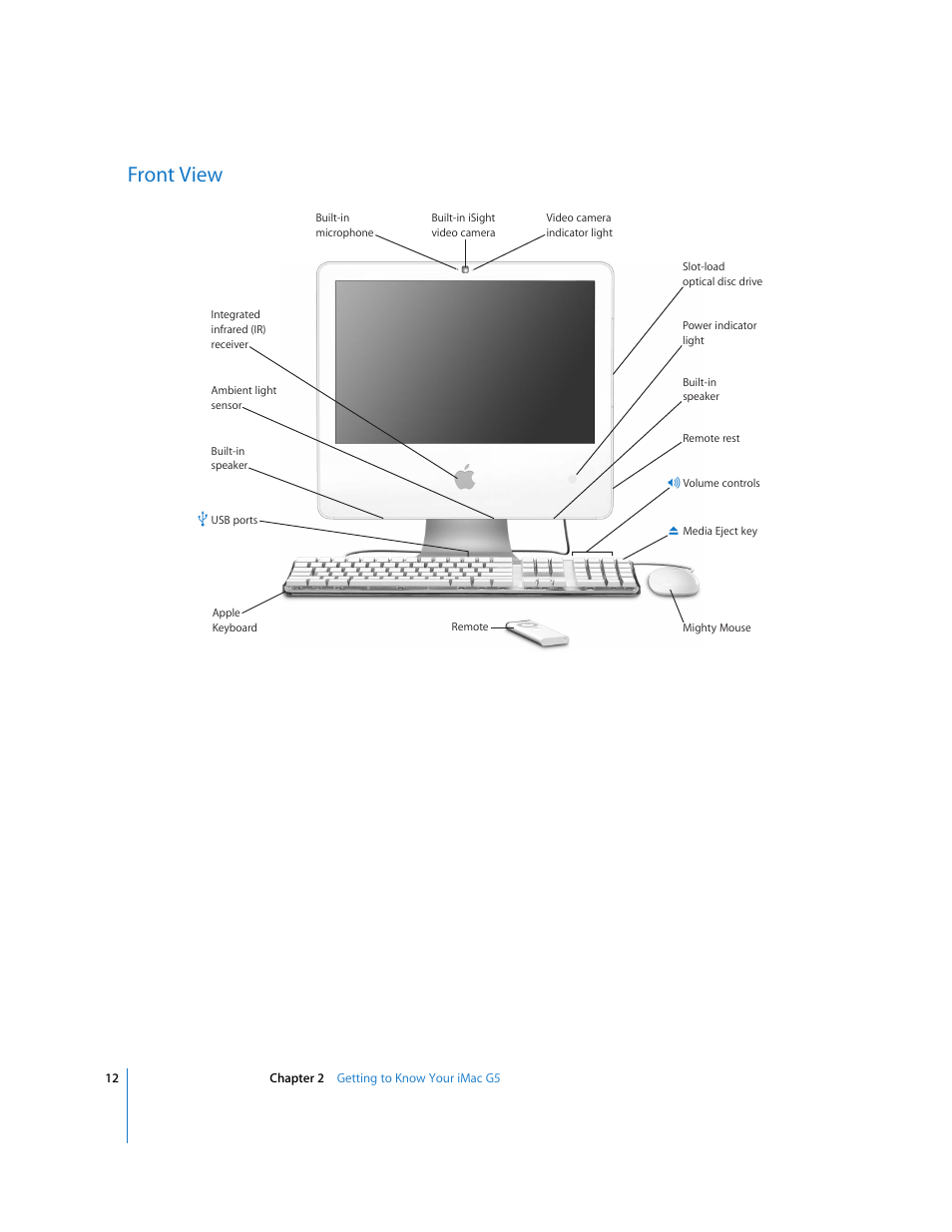 Front view | Apple iMac G5 (iSight) User Manual | Page 12 / 96