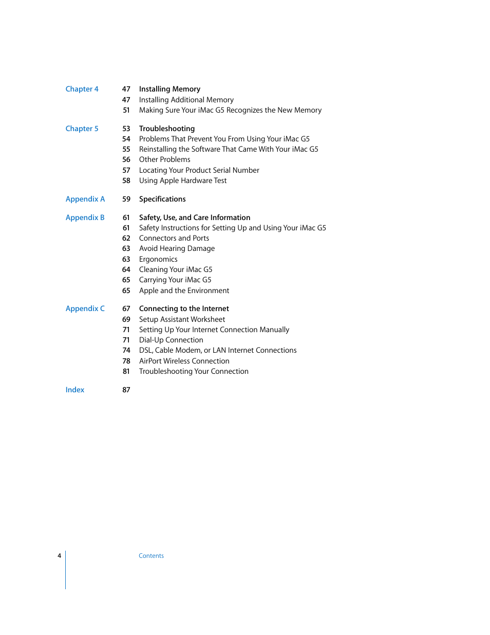 Apple iMac G5 (iSight) User Manual | Page 4 / 96